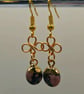 Handmade Dainty Pale Gold Pink Rhodonite Gemstone Dangle Earrings - Image 3
