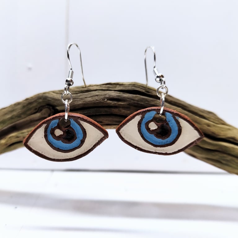 Eye Dangle Earrings made from ceramic