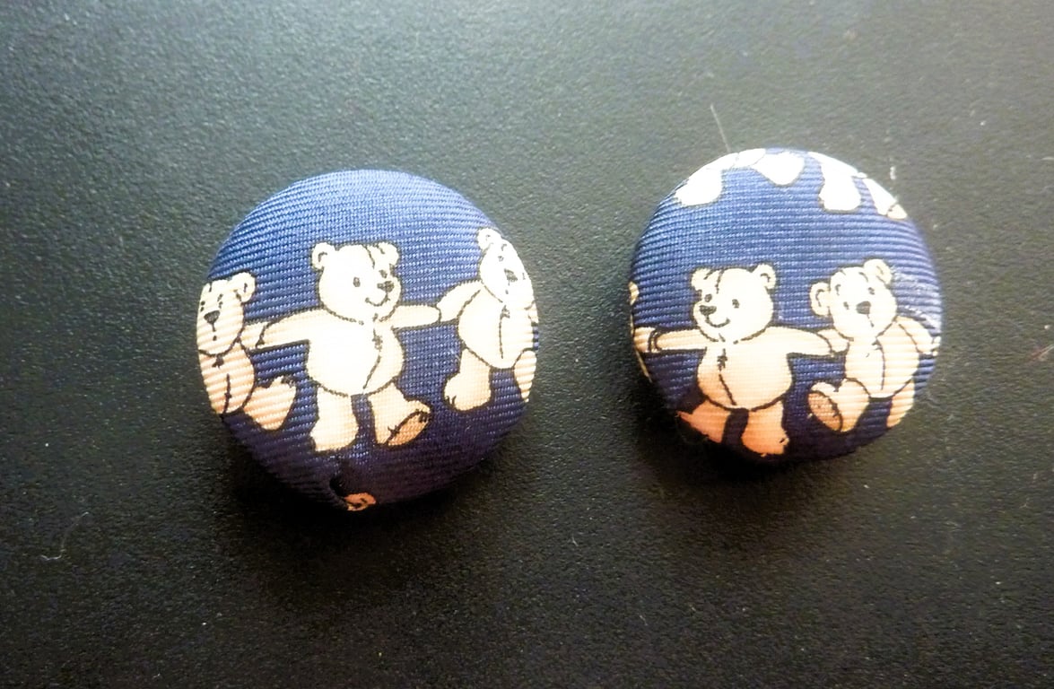Set 4 Dancing Teddy Bear Buttons Handmade Unique Pur Silk 1inch