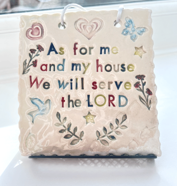 Handcrafted Stoneware Bible Verse Wall Hanging - Joshua 24.15