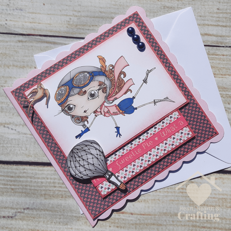 Handmade Card Verity Rose Destiny in Pink and Navy