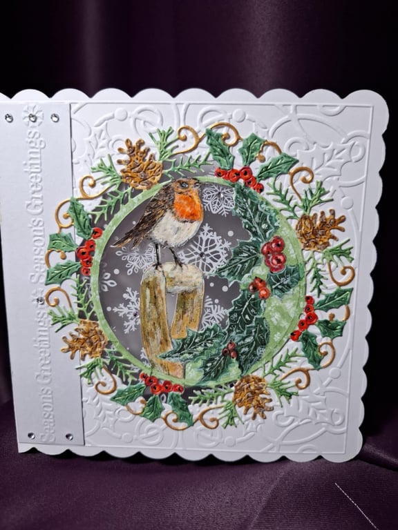 Hand Crafted Peek-A-Through Card And Gift Tag For The Festive Season Free P&P
