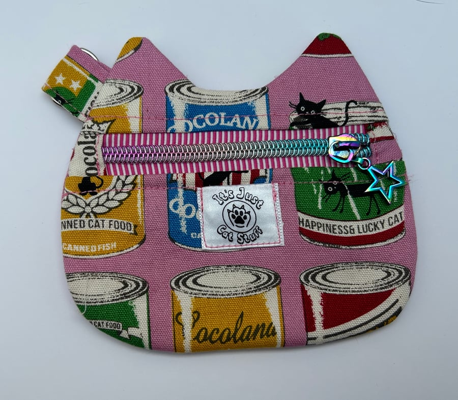 Pink cat shaped purse, coin purse, zipped purse
