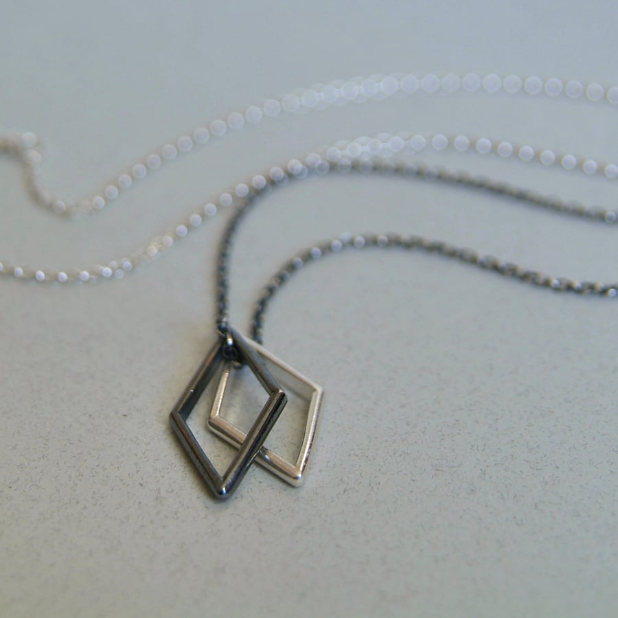 Monochrome Necklace, Geometric Pendant, Black & White Jewellery