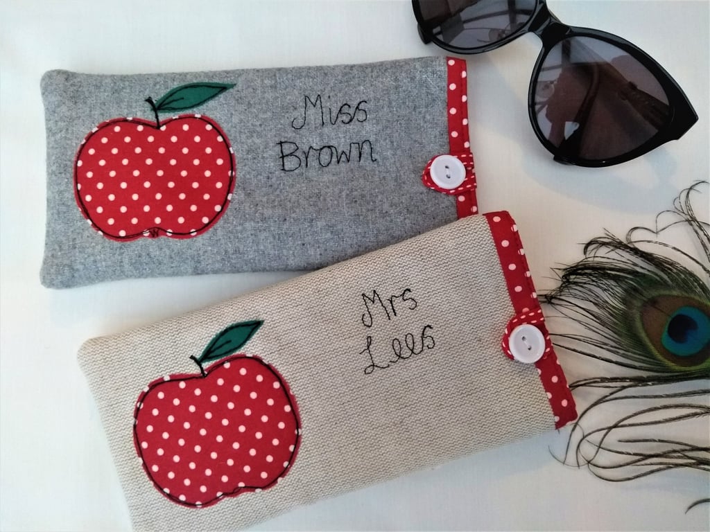 Teacher Custom Glasses Case Spectacles or Case with Apple Design Thank You Gift
