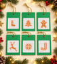 Six Large Handmade Cross-Stitch Christmas Gift Tags – Nordic-Style Designs - Image 1