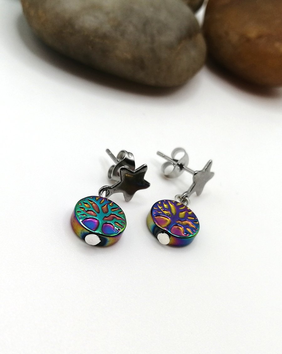 Hematite Tree Earrings