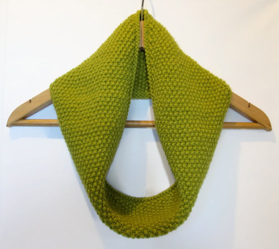 Cowl Infinity Scarf in Light Olive Green Alpaca Wool