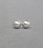 6mm Light Grey Glass Pearl Studs - Pale Silver Stud Earrings for Bridesmaids - Image 4