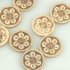 Flower pattern, 15mm,  Round Coconut buttons