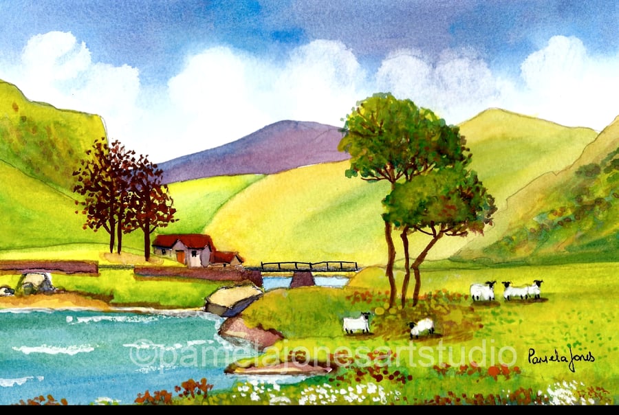 Capel Curig, North Wales, Original Watercolour in 14 x 11 '' mount