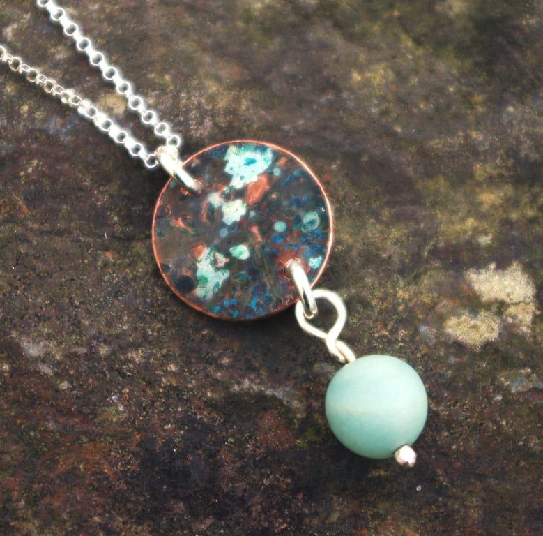 Verdigris Copper with Amazonite bead Necklace