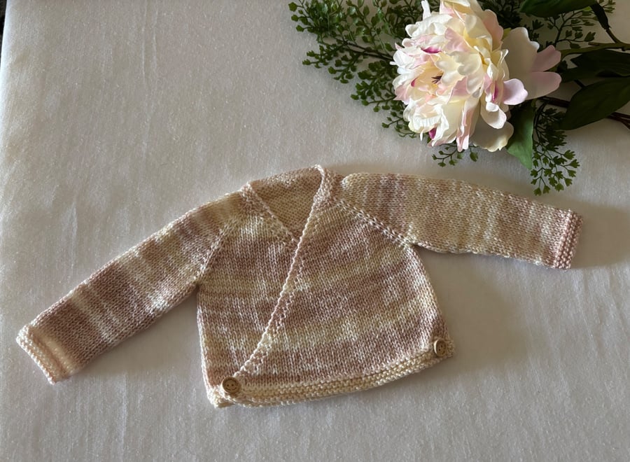 Knitted Baby Crossover Cardigan and Hat 0-3 Months 