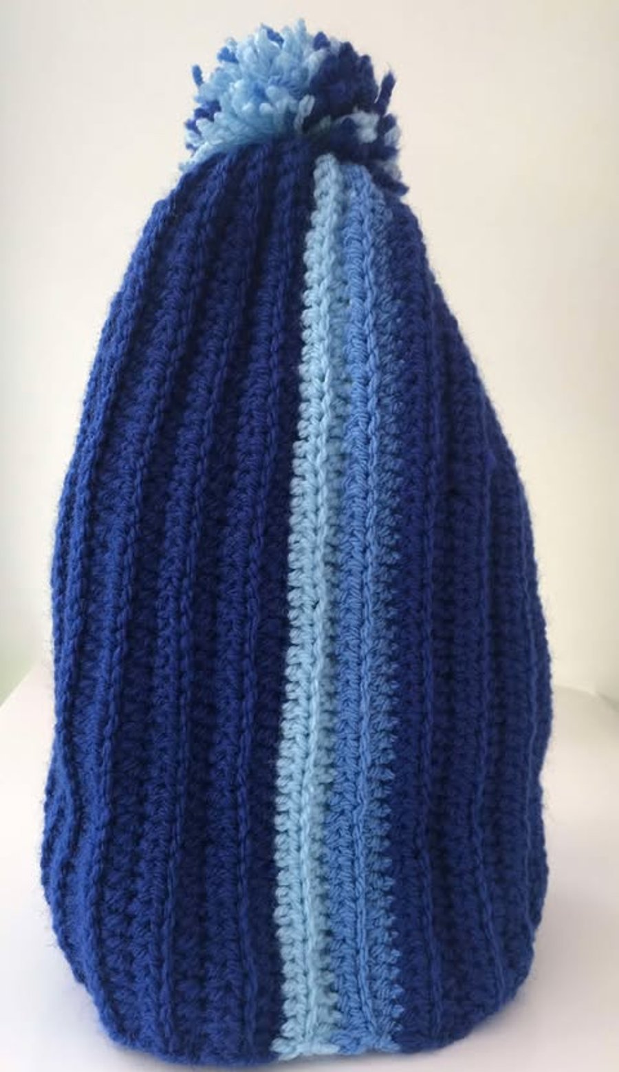 Handmade crocheted Blue shades adult hat