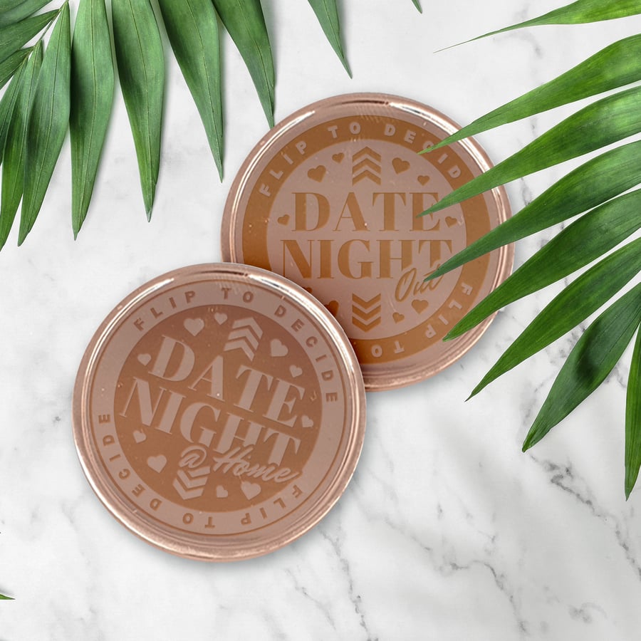 Date Night Flip Coin Chevron: Fun and Romantic Keepsake, Engraved Decision Coin 