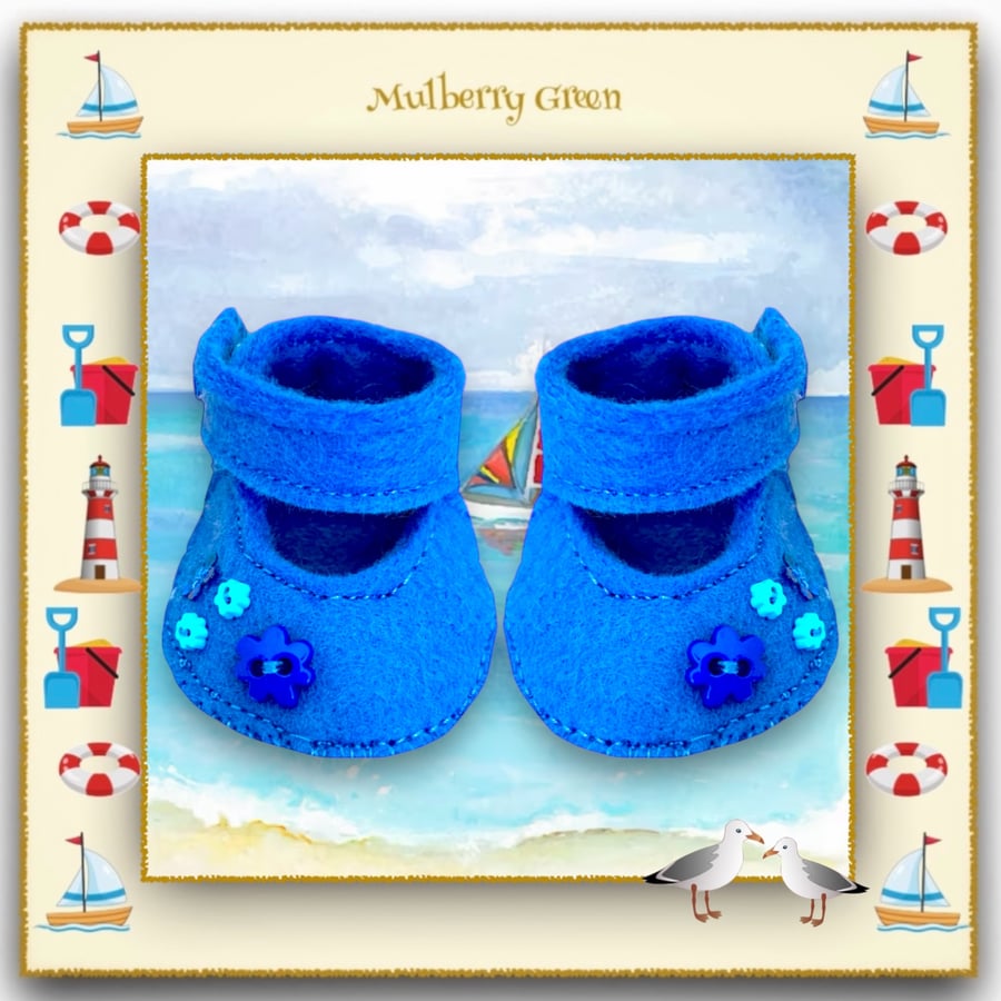 Reserved for Nicky - Marine Blue Flowered Shoes