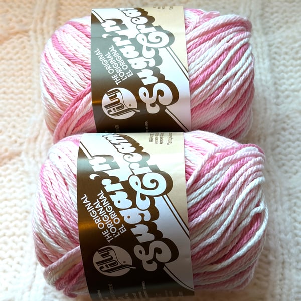 2 balls x 56.7g Lily Sugar 'n Cream The Original Yarn - Strawberry 100% Cotton