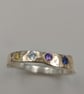 Golden Fusion Hammered Silver Ring with Cubic Zirconia - Size K