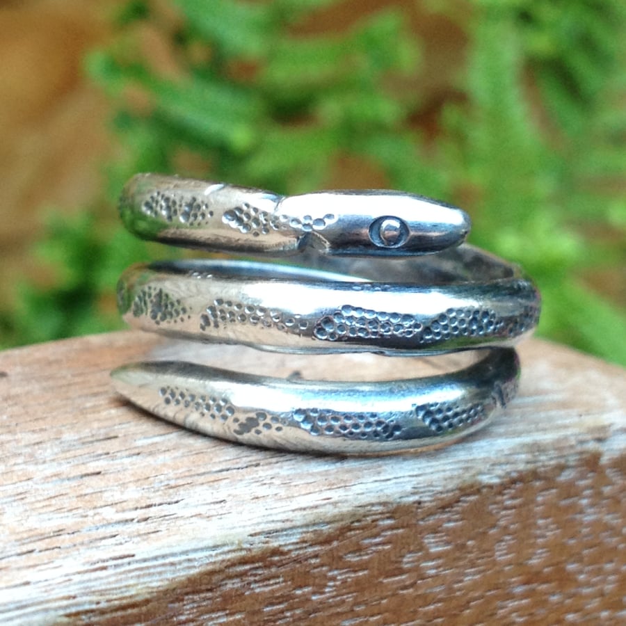 Heavy silver snake thumb ring