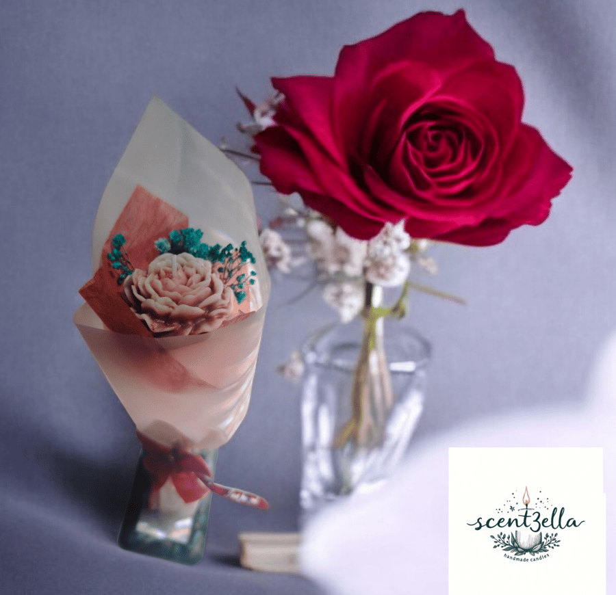 Handmade Wrapped Rose Candle