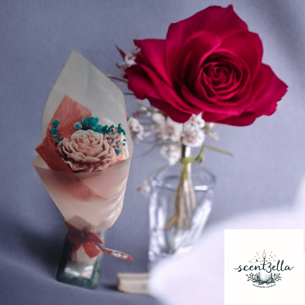 Handmade Wrapped Rose Candle