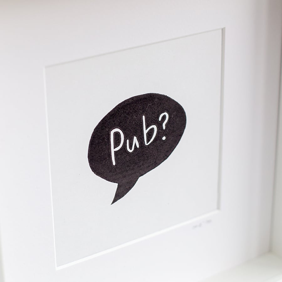 20x20 Pub? - Original Lino Print