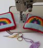 Bright Rainbow Needlepoint Tapestry Kit - DIY Pincushion or Needle Case