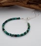 Natural Turquoise Beaded Bracelet with Adjustable Slider Clasp, Sterling Silver