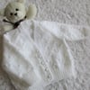 16" White Baby Girls Knots Patterned V Neck Cardigan