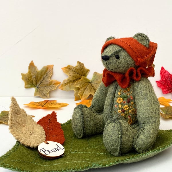 Woodland elf teddy bear, one of a kind collectable artist bear