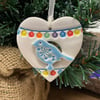 Small snow bird heart decoration