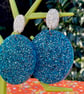 GLITTER CIRCLE EARRINGS giant art deco statement cool disco gift for her - Image 4