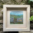 Narrow gate with dafodils: mixed media