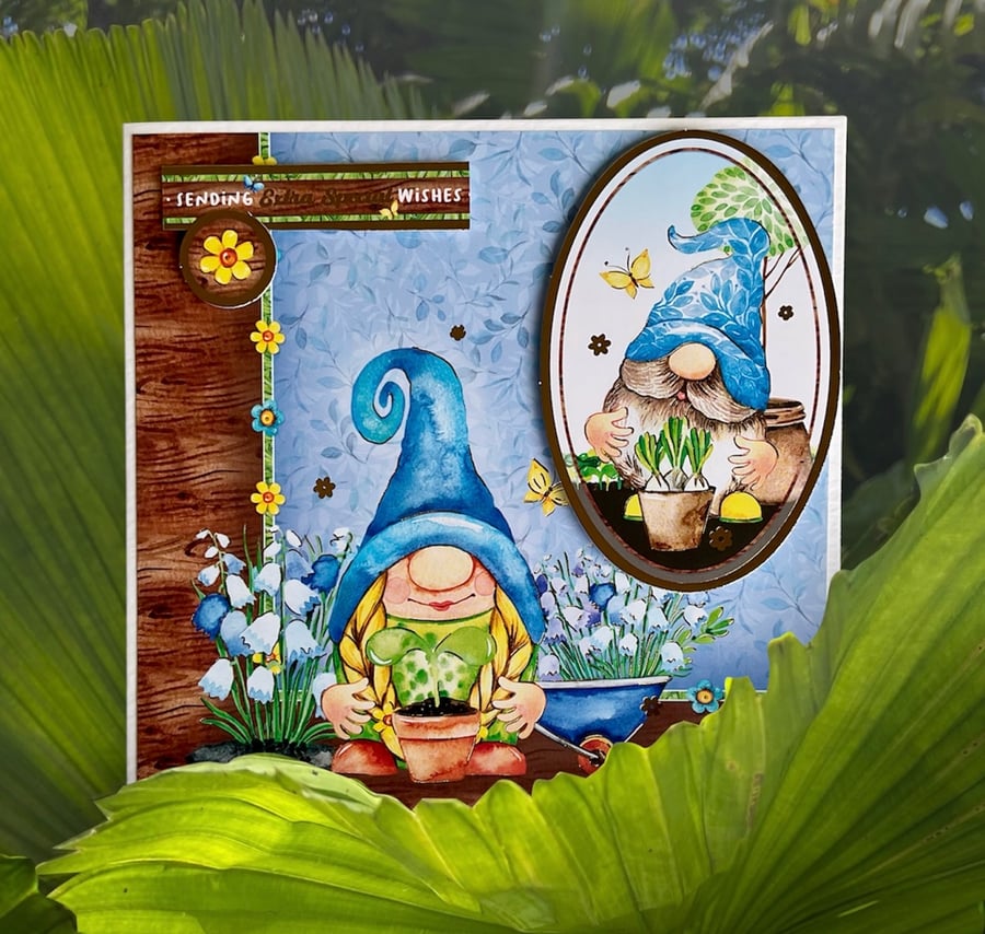 Birthday Card or Special Occasion for Him or Her. Greeting card for gnome lover.