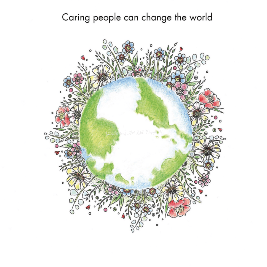 Caring people can change the world greeting card 