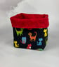 Cats fabric basket, Leopard storage bin, 2 options, Handmade - Image 3