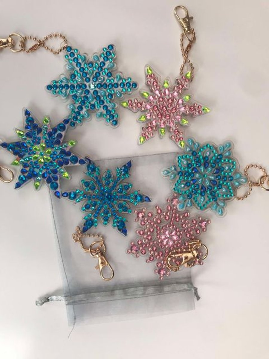 Set of 6 Diamond Art Christmas Decorations Snowflakes 1