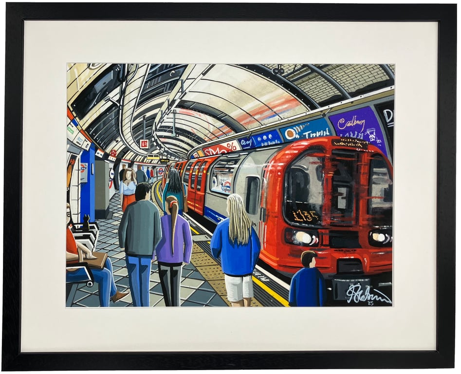 London, Tube Underground Station Urban Cityscape Art Print 20" x 16" Frame Size