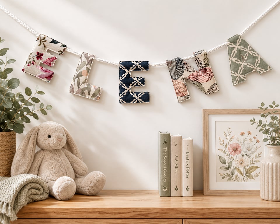 Bespoke Heirloom Name Garland – One-of-a-Kind Textile Keepsake Banner