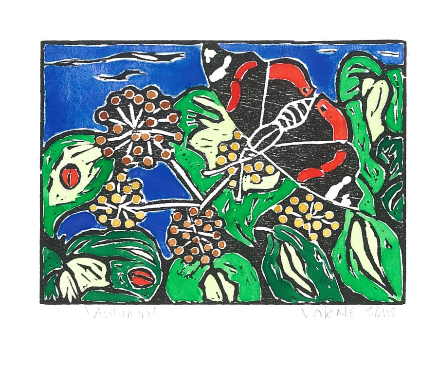 Autumn - Woodcut Print - Original Art for Wildlife Lovers