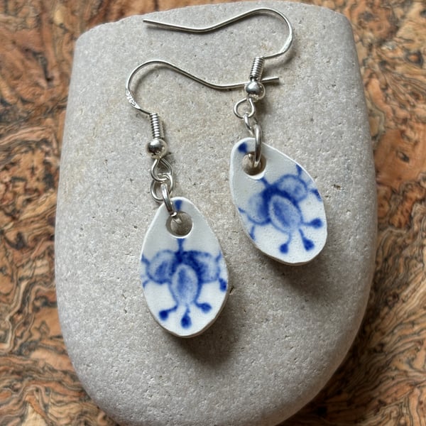 Handmade Drop Earrings, Broken Ceramic, Unique Earrings, Eco Friendly Gifts.