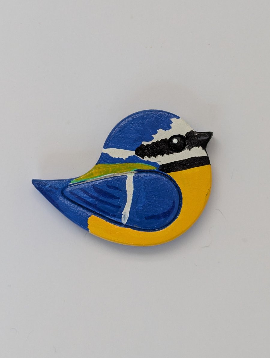 Clay bird fridge magnet, bluetit garden bird kitchen gift for a bird lover