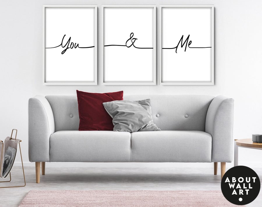 Anniversary, Valentine's day, Set x 3 couple gift prints, Bedroom Wall Decor, Ar