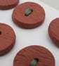 6 Small Terracotta Woodgrain Buttons - Image 3