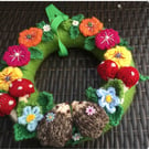 Handcrafted, knitted  woodland wreath  wreath 12 inches  