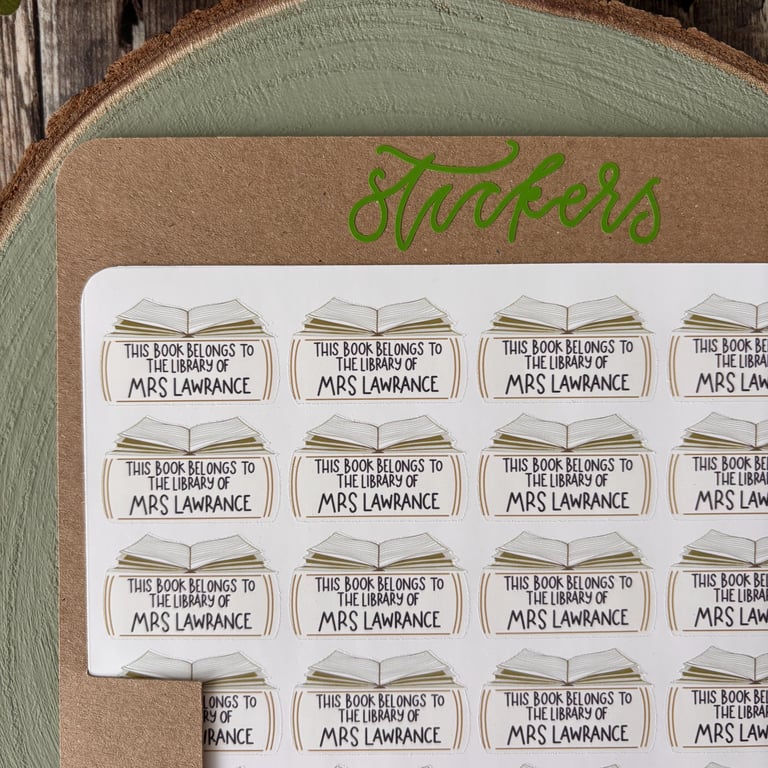 Personalised Teacher Library Stickers: Waterproof Vinyl, Book Labels