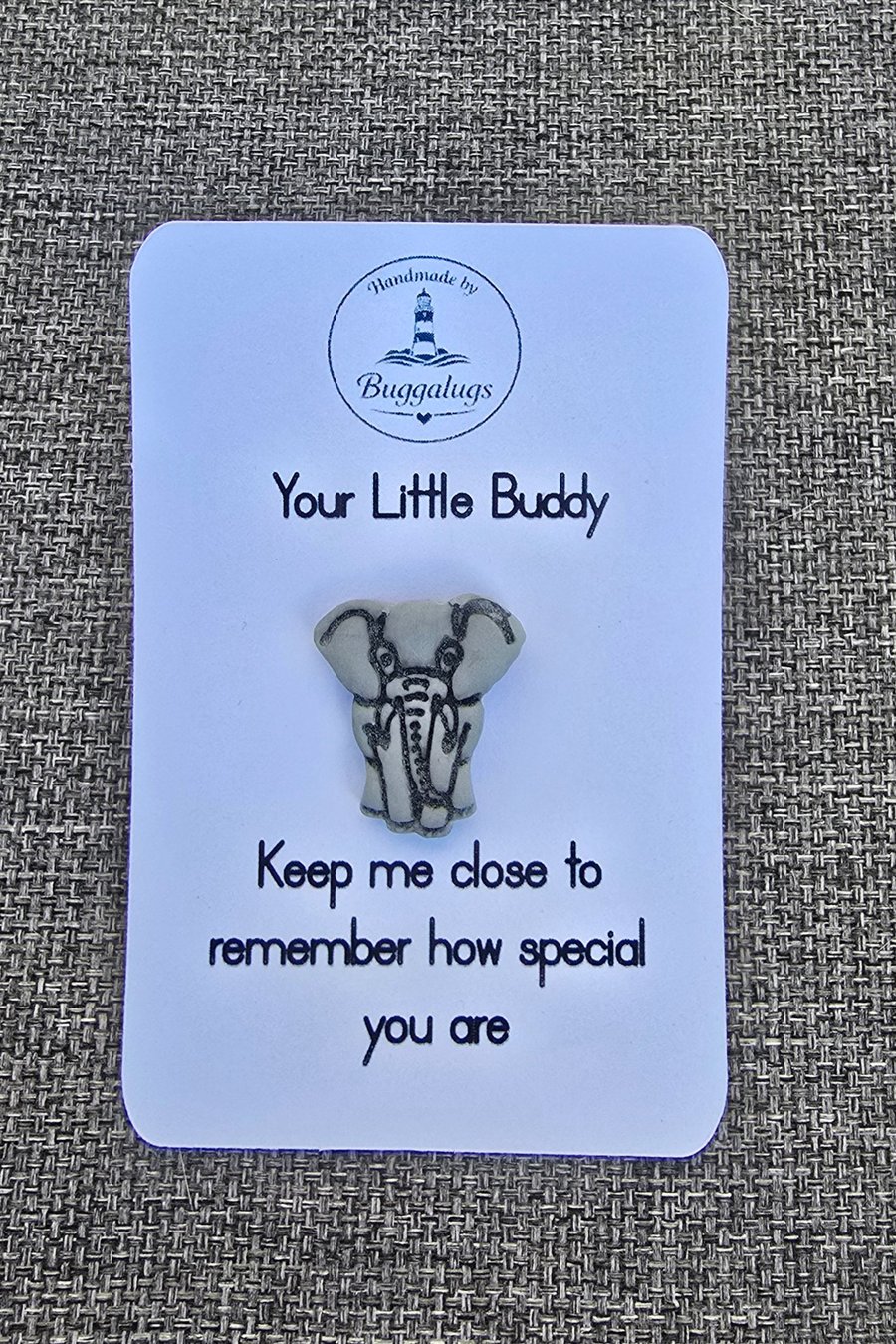 Handmade elephant buddy pin badge - Gift for yourself or a loved one