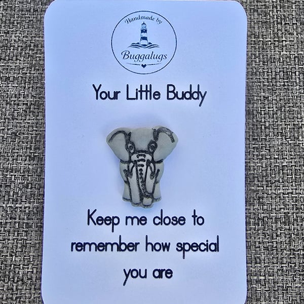 Handmade elephant buddy pin badge - Gift for yourself or a loved one