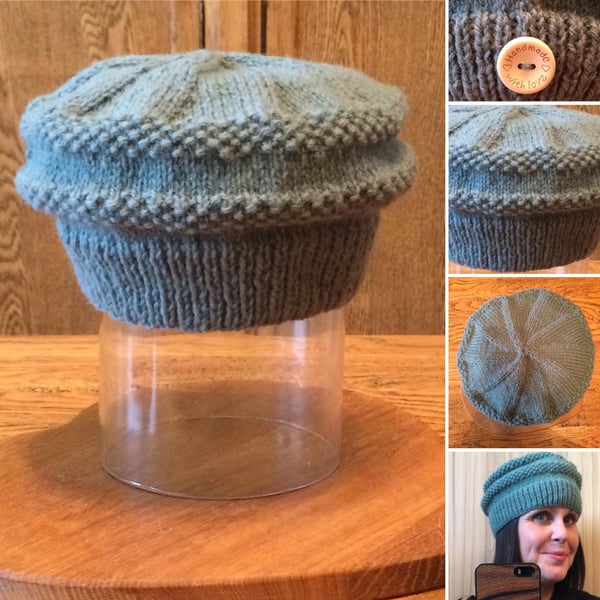 Pill Box Pure Wool Beanie in Moss Stitch