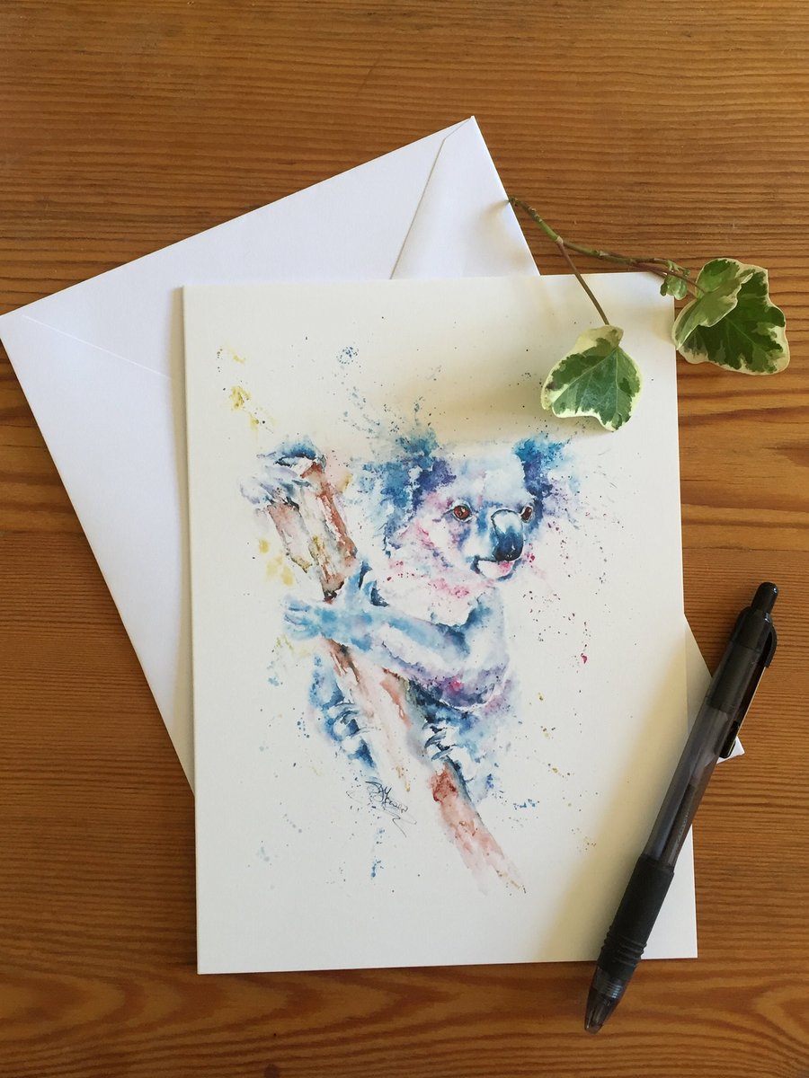 Koala Card, Koala Greetings Card, Australian Art, Wildlife Art, Note Card, Art C